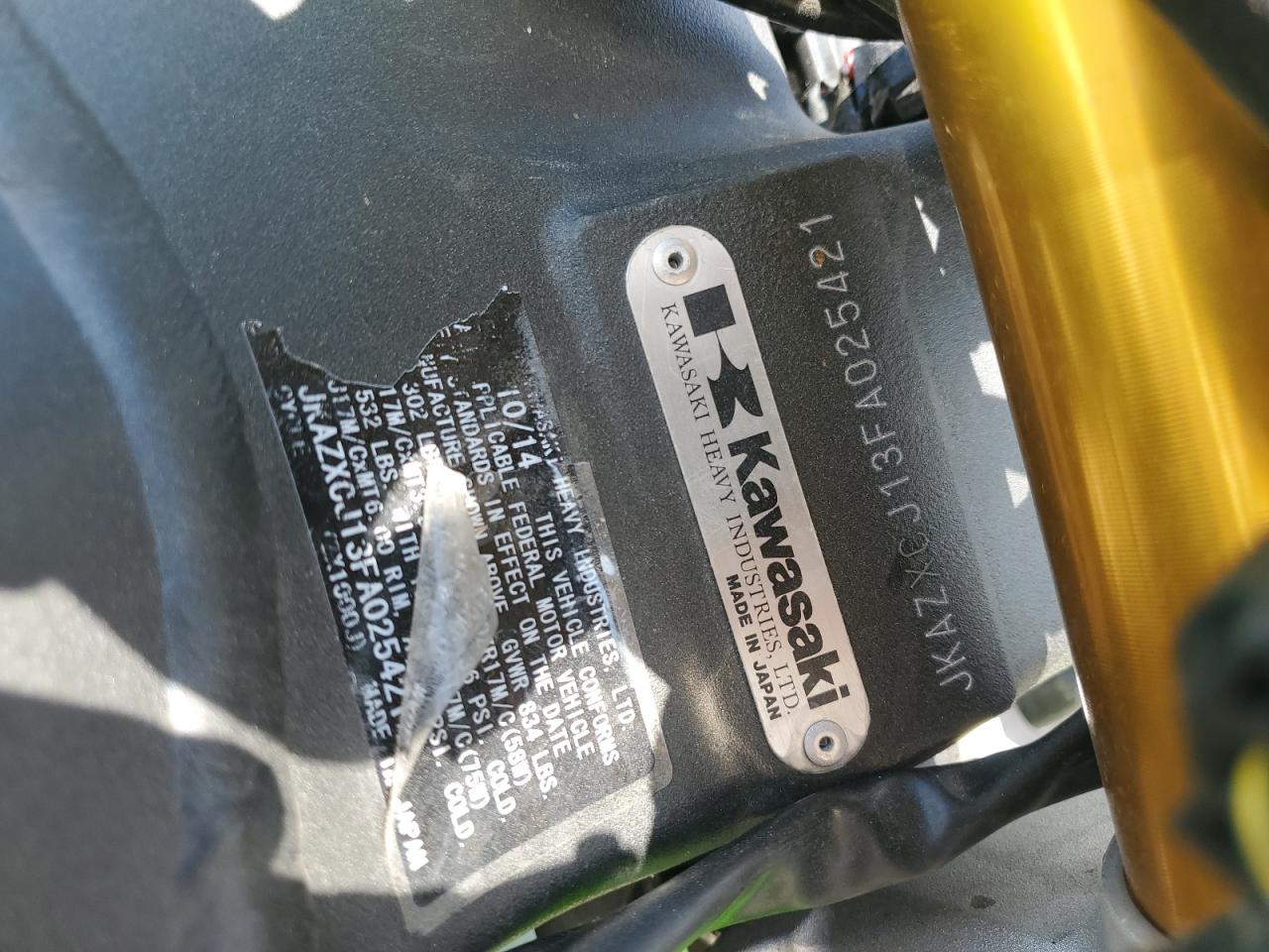 jkazxcj13fa025421 JKAZXCJ13FA025421 2015 Kawasaki Zx1000 J