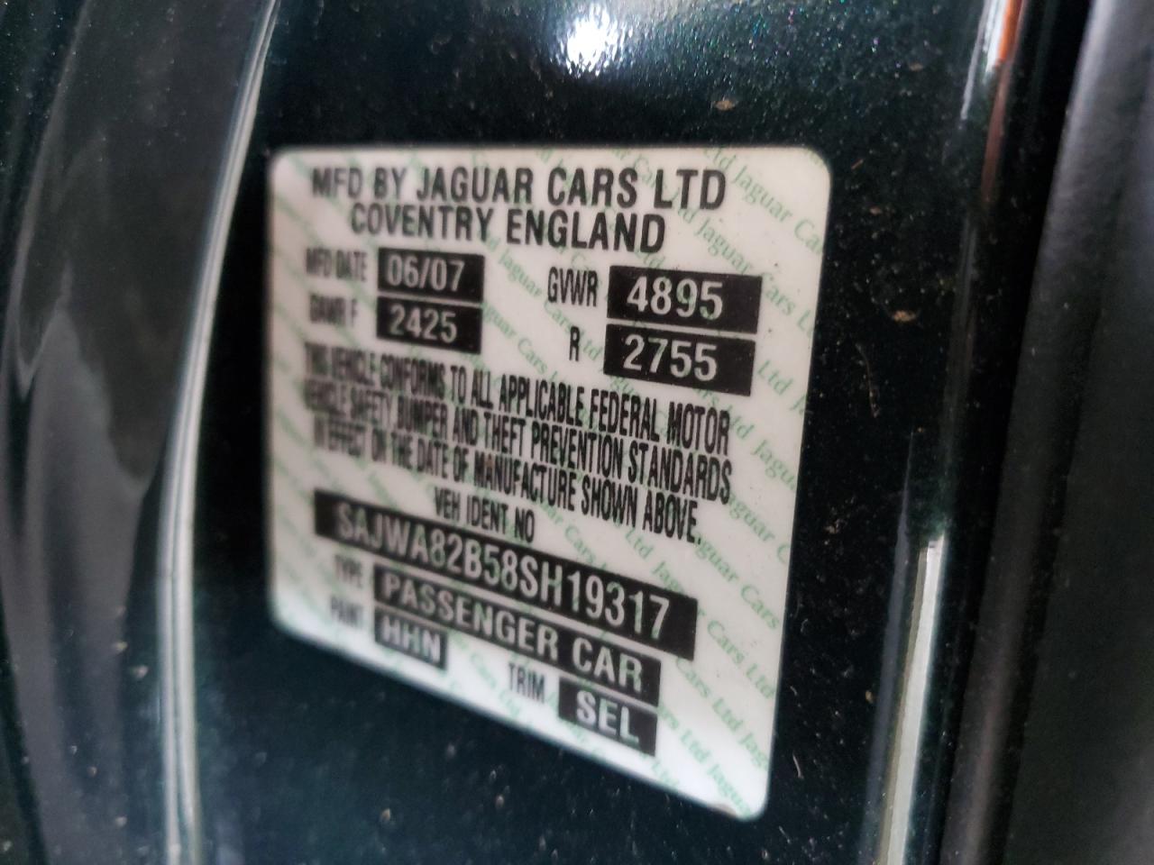 2008 Jaguar Xj Vanden Plas VIN: SAJWA82B58SH19317 Lot: 65778465