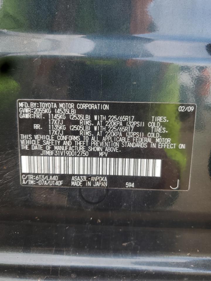 2009 Toyota Rav4 Limited VIN: JTMBF31V19D012750 Lot: 65228495