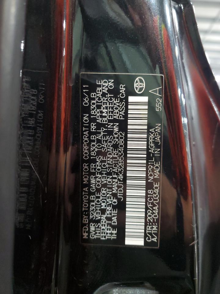 2011 Toyota Yaris VIN: JTDJT4K32B5340802 Lot: 65481465