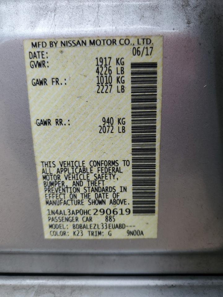 2017 Nissan Altima 2.5 VIN: 1N4AL3AP0HC290619 Lot: 64795915