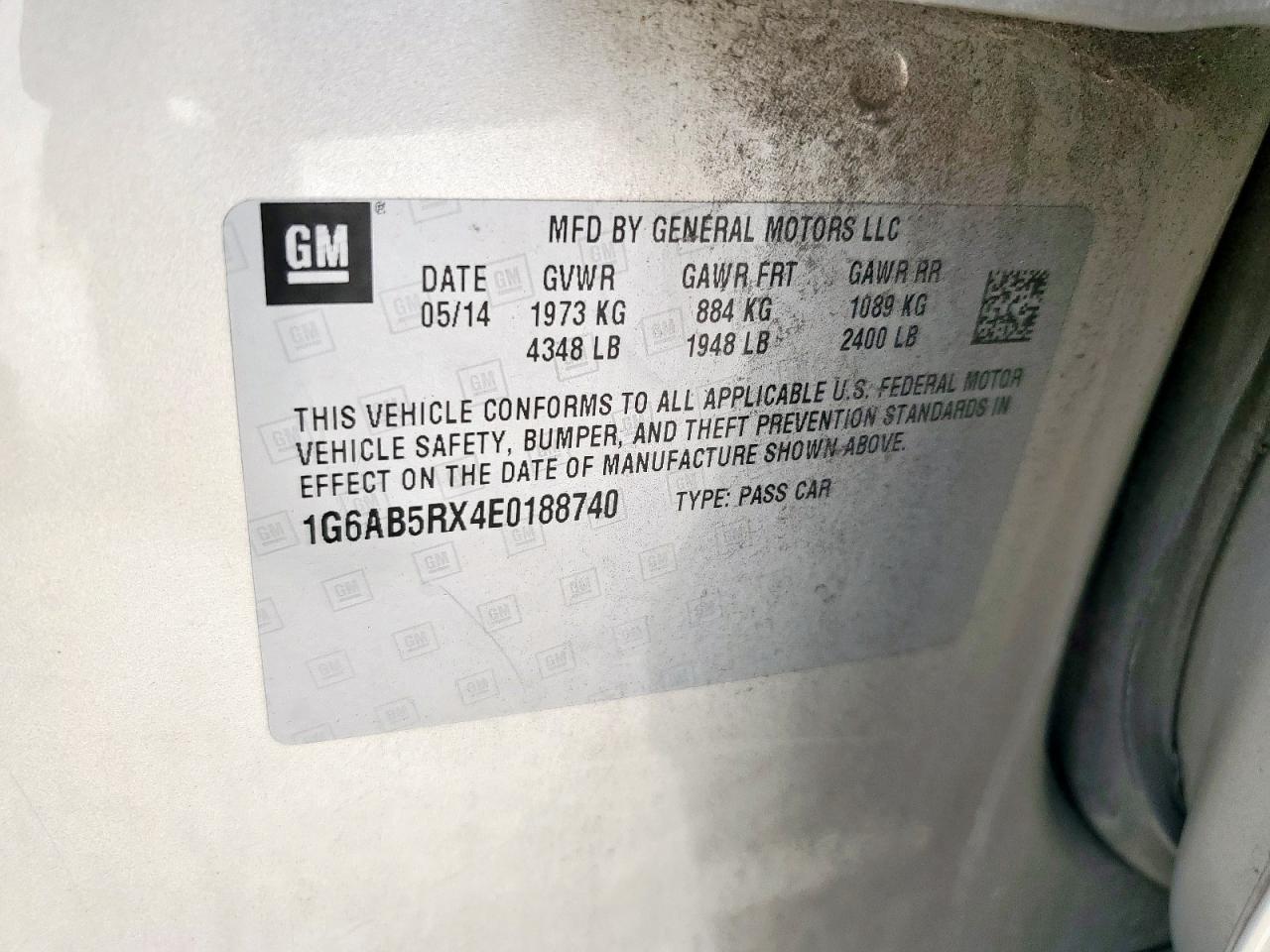 2014 Cadillac Ats Luxury VIN: 1G6AB5RX4E0188740 Lot: 62946455