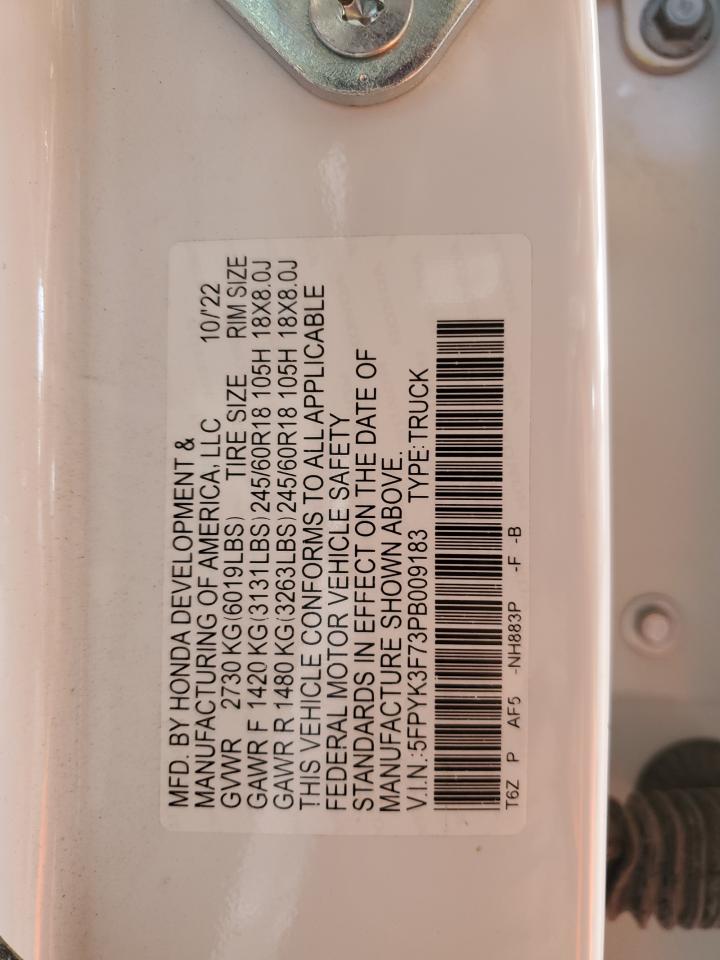 2023 Honda Ridgeline Rtl-E VIN: 5FPYK3F73PB009183 Lot: 65186865