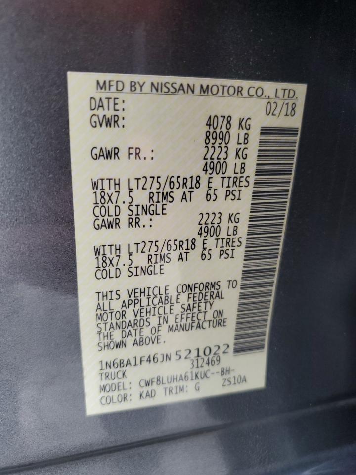2018 Nissan Titan Xd Sl VIN: 1N6BA1F46JN521022 Lot: 63827145