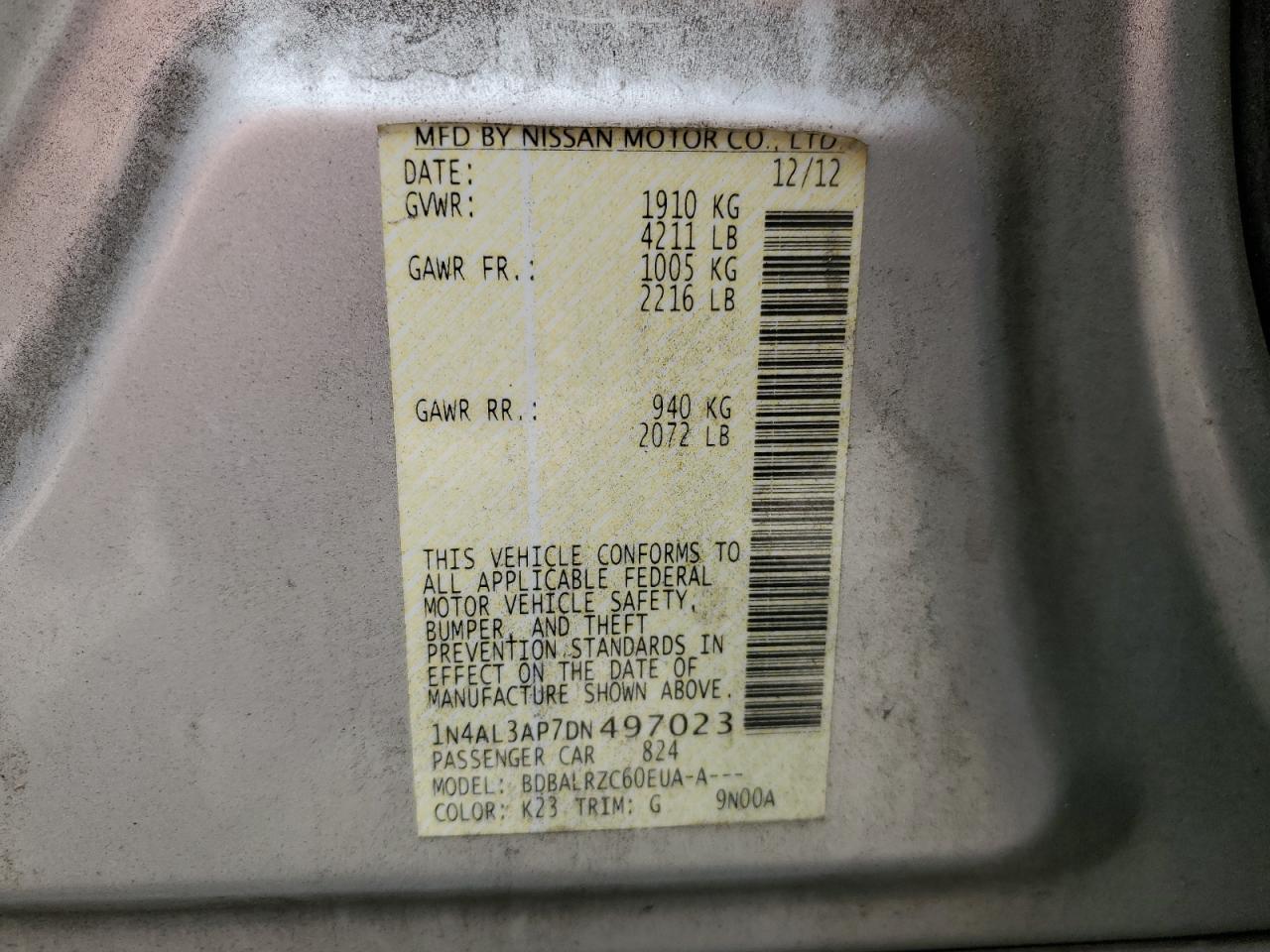 1N4AL3AP7DN497023 2013 Nissan Altima 2.5