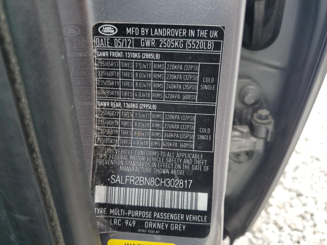 SALFR2BN8CH302817 2012 Land Rover Lr2 Hse