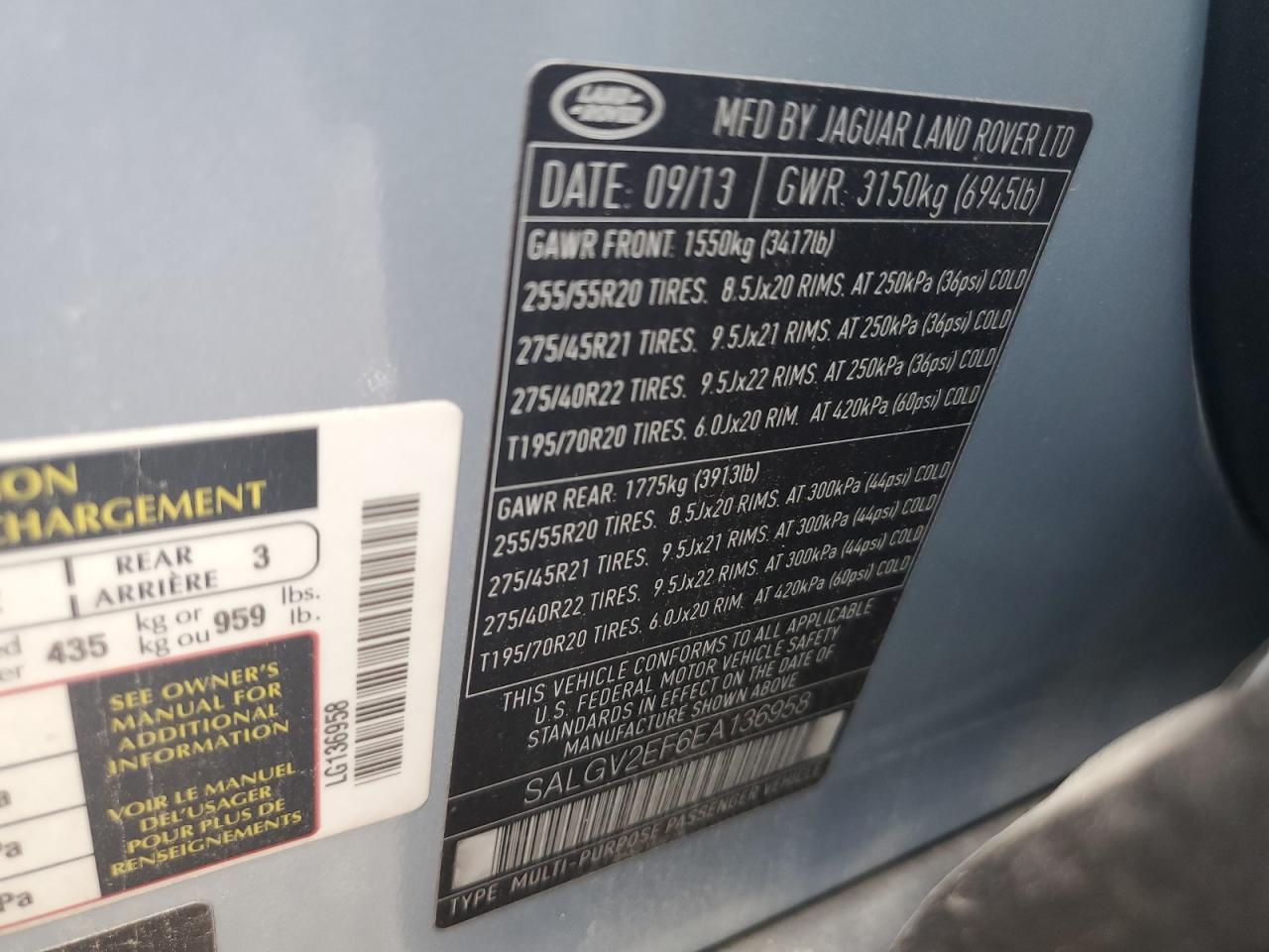 2014 Land Rover Range Rover Autobiography VIN: SALGV2EF6EA136958 Lot: 64251925