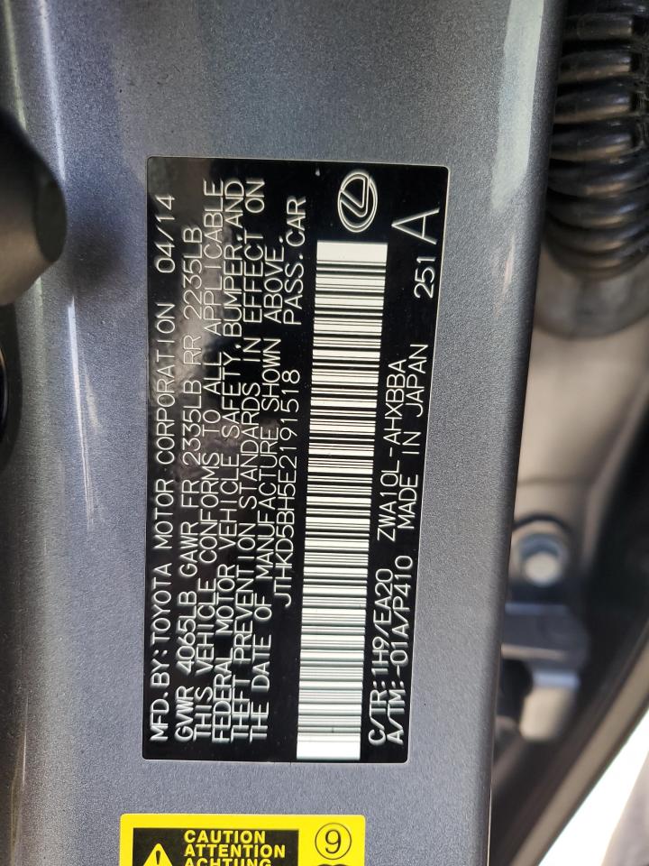2014 Lexus Ct 200 VIN: JTHKD5BH5E2191518 Lot: 63865805