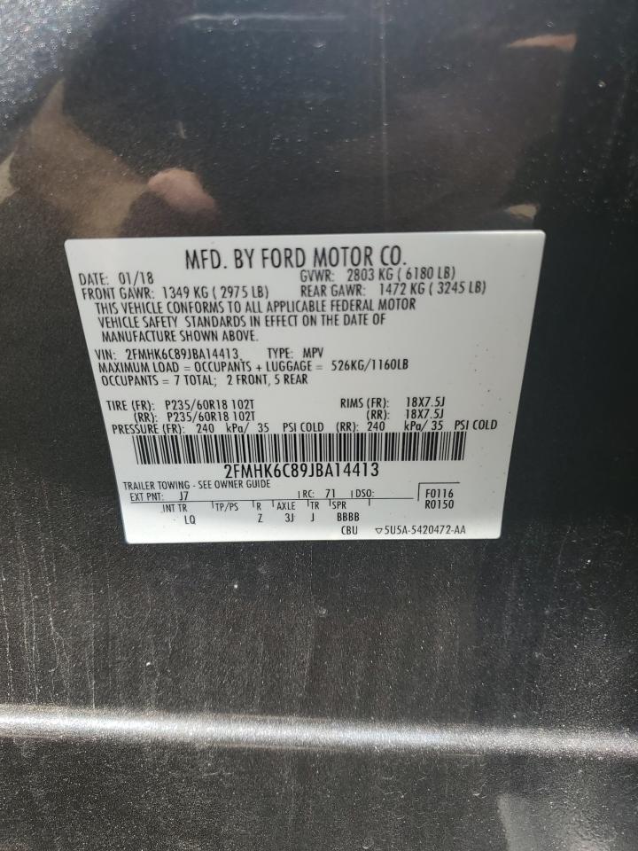2018 Ford Flex Sel VIN: 2FMHK6C89JBA14413 Lot: 64792295