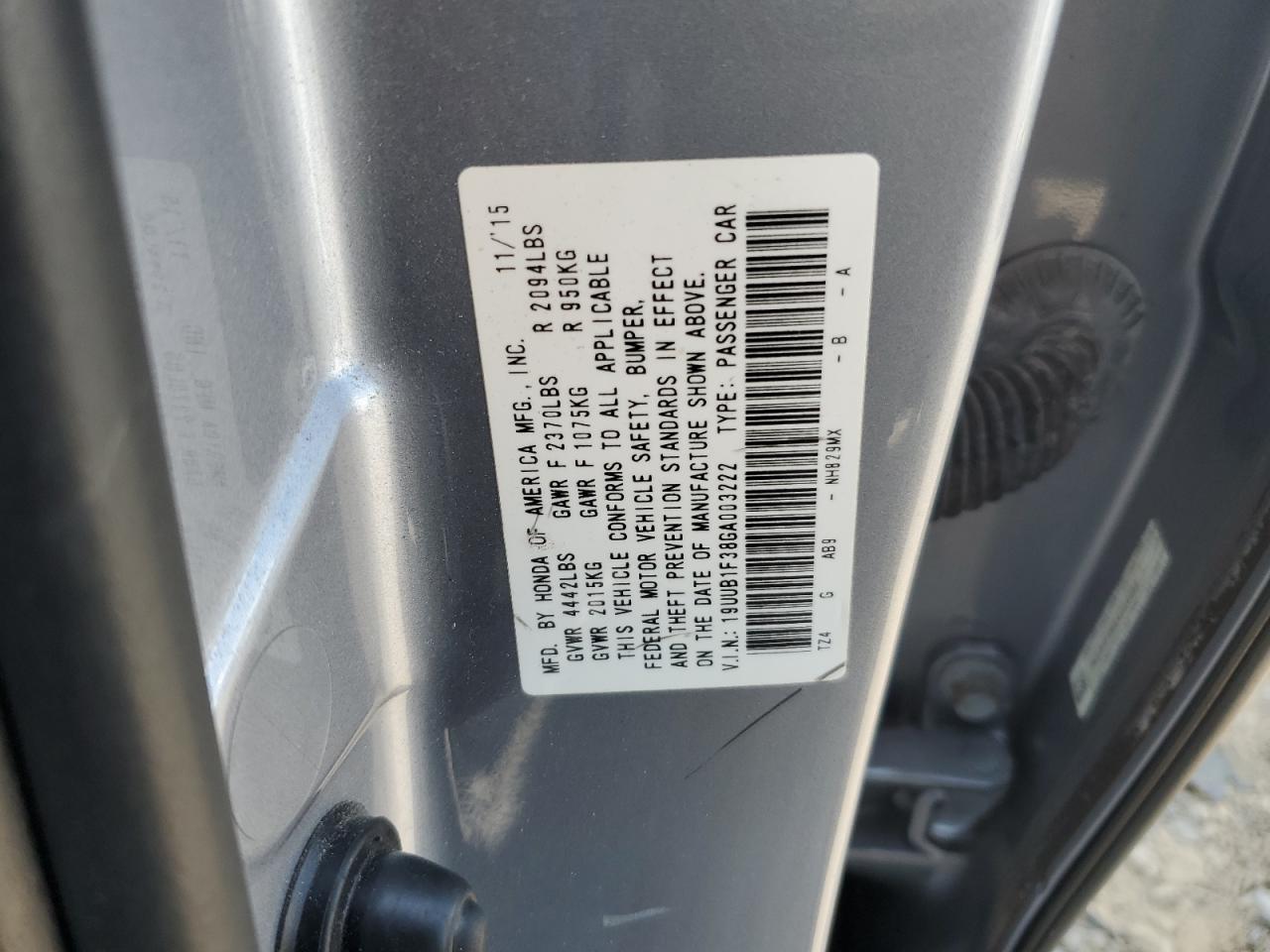 19uub1f38ga003222 19UUB1F38GA003222 2016 Acura Tlx