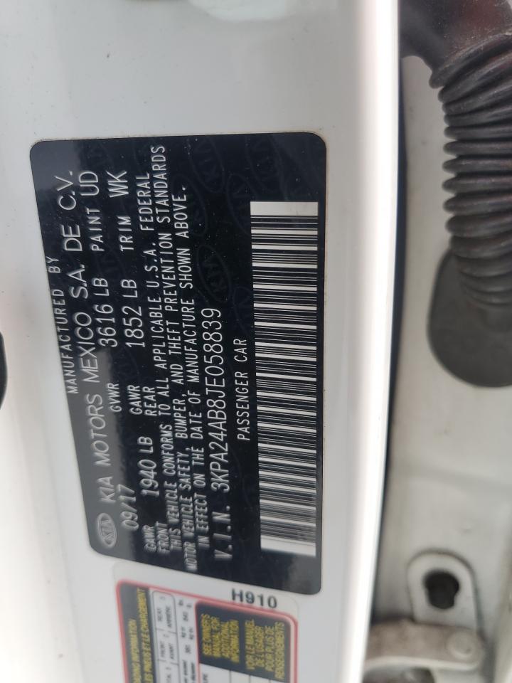 2018 Kia Rio Lx VIN: 3KPA24AB8JE058839 Lot: 63276105
