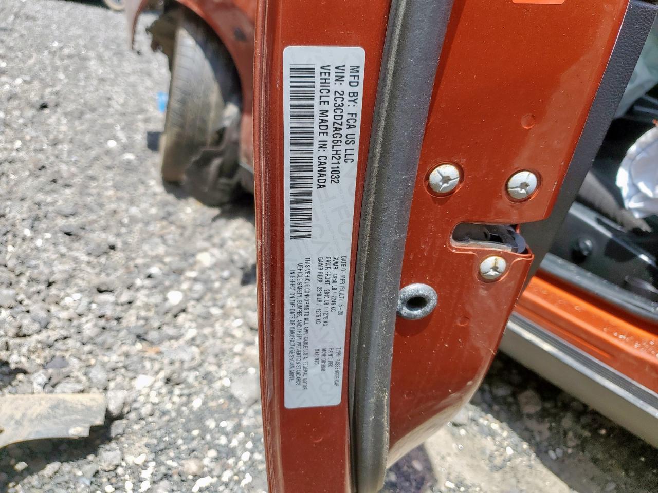 2020 Dodge Challenger Sxt VIN: 2C3CDZAG6LH211032 Lot: 66716265