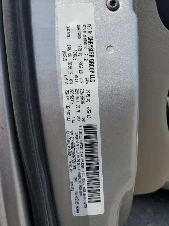 2012 Dodge Grand Caravan Se VIN: 2C4RDGBG7CR292769 Lot: 63795025