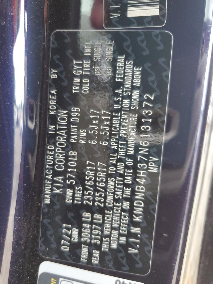 2022 Kia Carnival Lx VIN: KNDNB4H37N6131372 Lot: 63819705