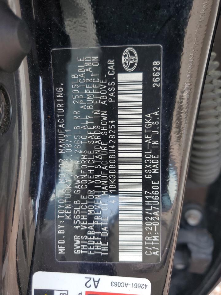 2011 Toyota Avalon Base VIN: 4T1BK3DB0BU428254 Lot: 63313055