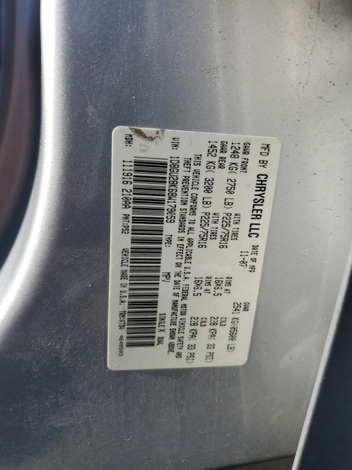 2008 Dodge Nitro Sxt VIN: 1D8GU28K68W179059 Lot: 63594125