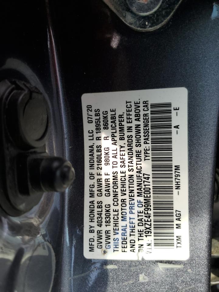 2021 Honda Insight Touring VIN: 19XZE4F99ME001747 Lot: 64419065