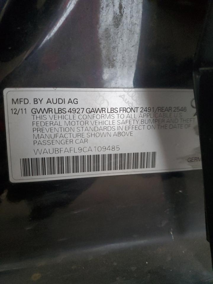 2012 Audi A4 Premium VIN: WAUBFAFL9CA109485 Lot: 64722995