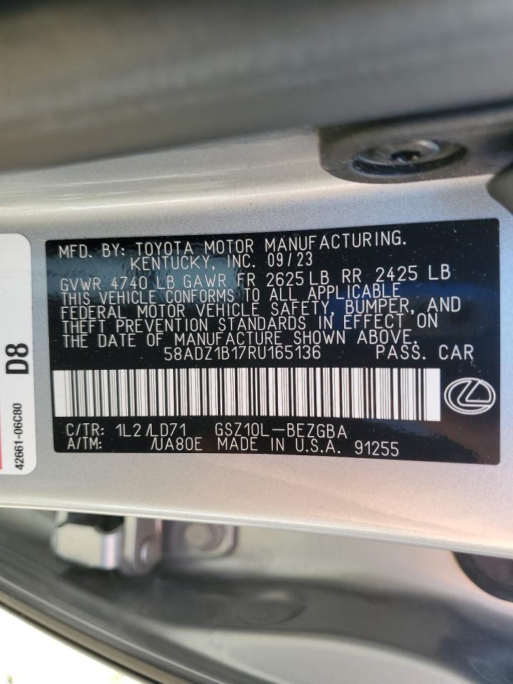 58adz1b17ru165136 58ADZ1B17RU165136 2024 Lexus Es 350 Base