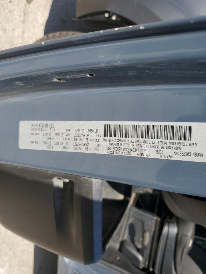 2019 Ram Promaster 3500 3500 High VIN: 3C6URVJG4KE542347 Lot: 62969345