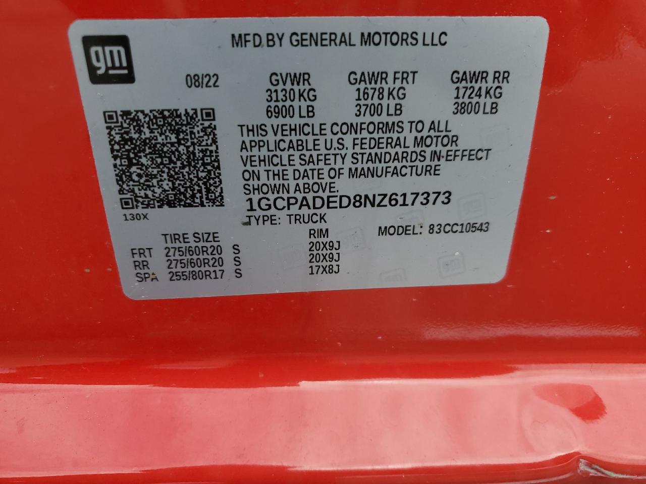 2022 Chevrolet Silverado C1500 Rst VIN: 1GCPADED8NZ617373 Lot: 65035745