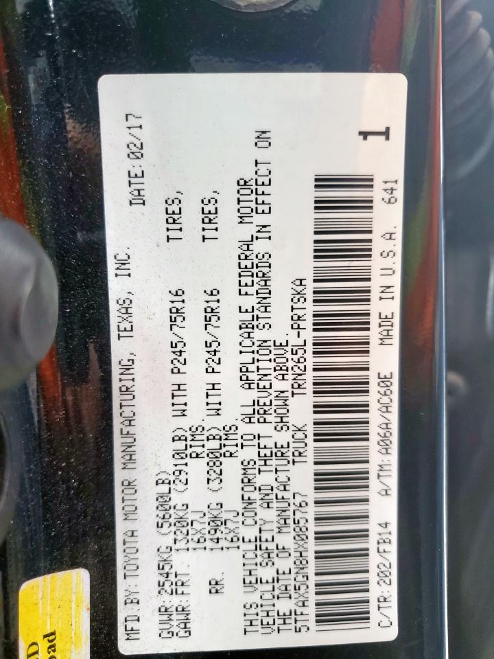 2017 Toyota Tacoma Double Cab VIN: 5TFAX5GN8HX085767 Lot: 63851335