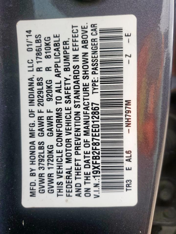 2014 Honda Civic Ex VIN: 19XFB2F87EE012867 Lot: 66113815