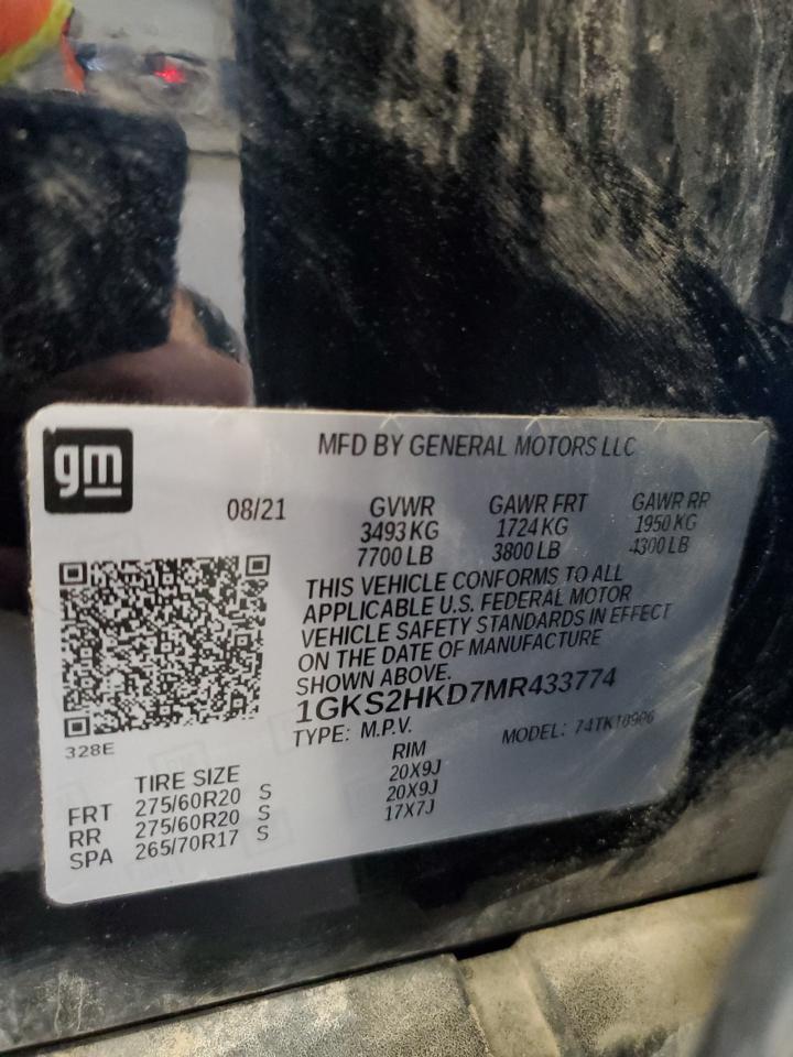 2021 GMC Yukon Xl K1500 At4 VIN: 1GKS2HKD7MR433774 Lot: 65028505