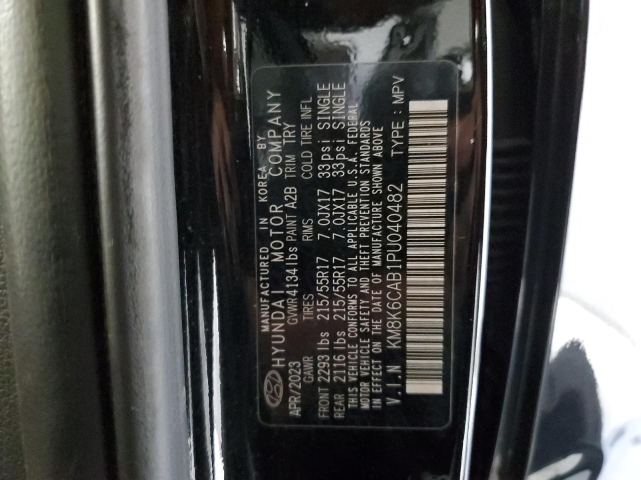 km8k6cab1pu040482 KM8K6CAB1PU040482 2023 Hyundai Kona Sel