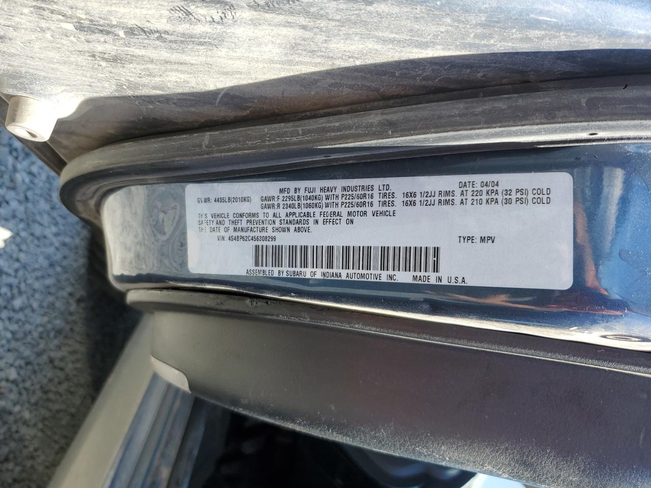 2005 Subaru Legacy Outback 2.5I Limited VIN: 4S4BP62C456308299 Lot: 59212515