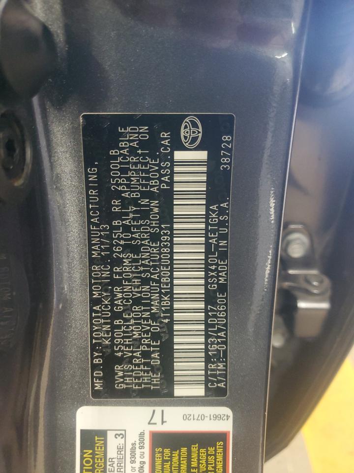 2014 Toyota Avalon Base VIN: 4T1BK1EB0EU083931 Lot: 63407735