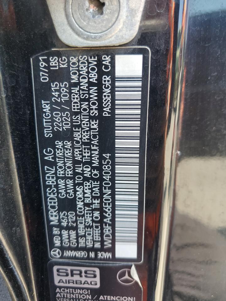 1992 Mercedes-Benz 500 Sl VIN: WDBFA66E0NF040854 Lot: 63866875