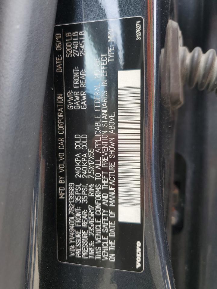 2011 Volvo Xc60 3.2 VIN: YV4940DL7B2139689 Lot: 65884855