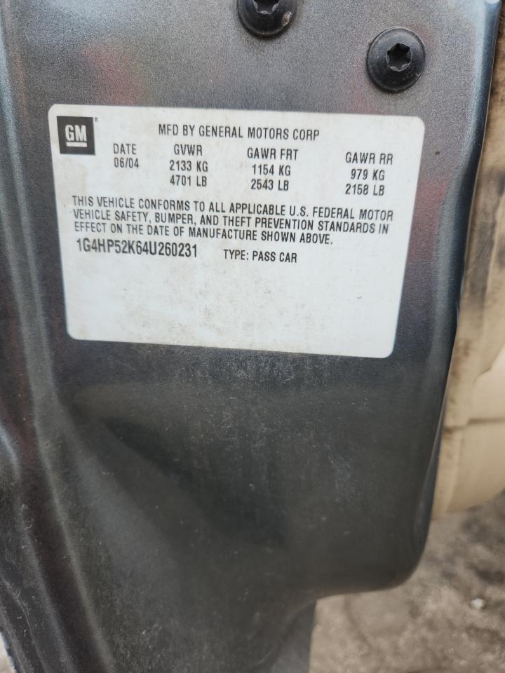 2004 Buick Lesabre Custom VIN: 1G4HP52K64U260231 Lot: 62709295
