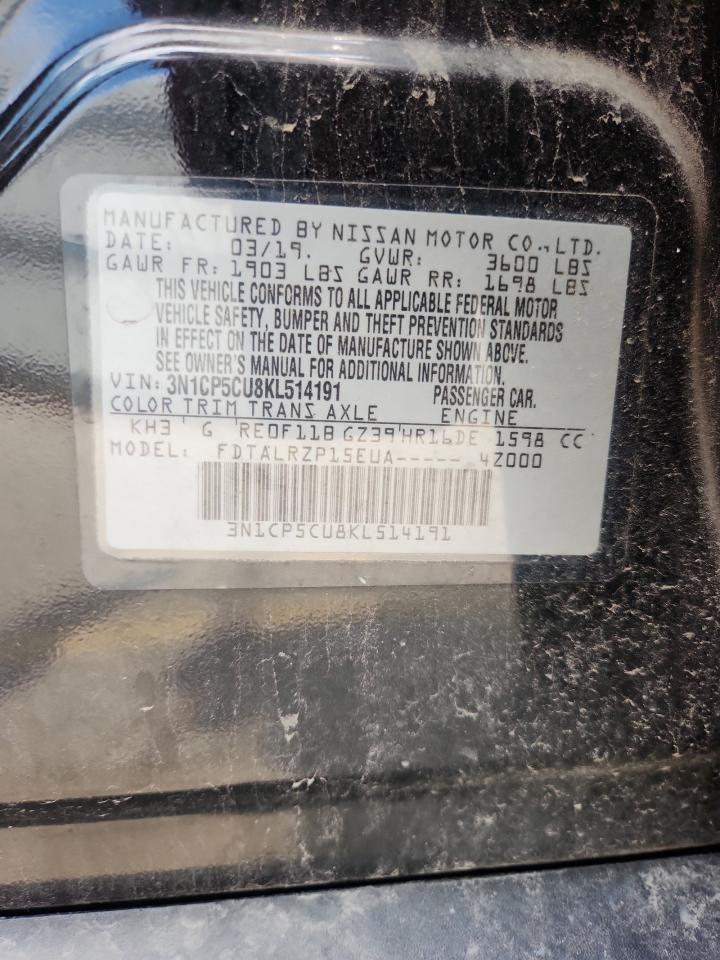 2019 Nissan Kicks S VIN: 3N1CP5CU8KL514191 Lot: 64758445
