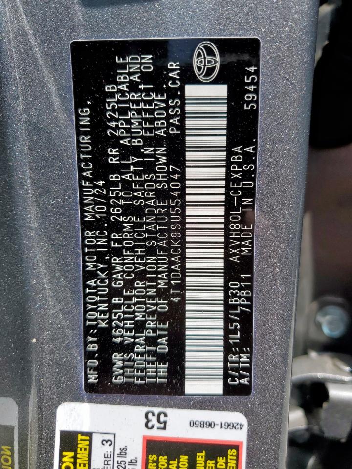 2025 Toyota Camry Xse VIN: 4T1DAACK9SU554047 Lot: 64854475