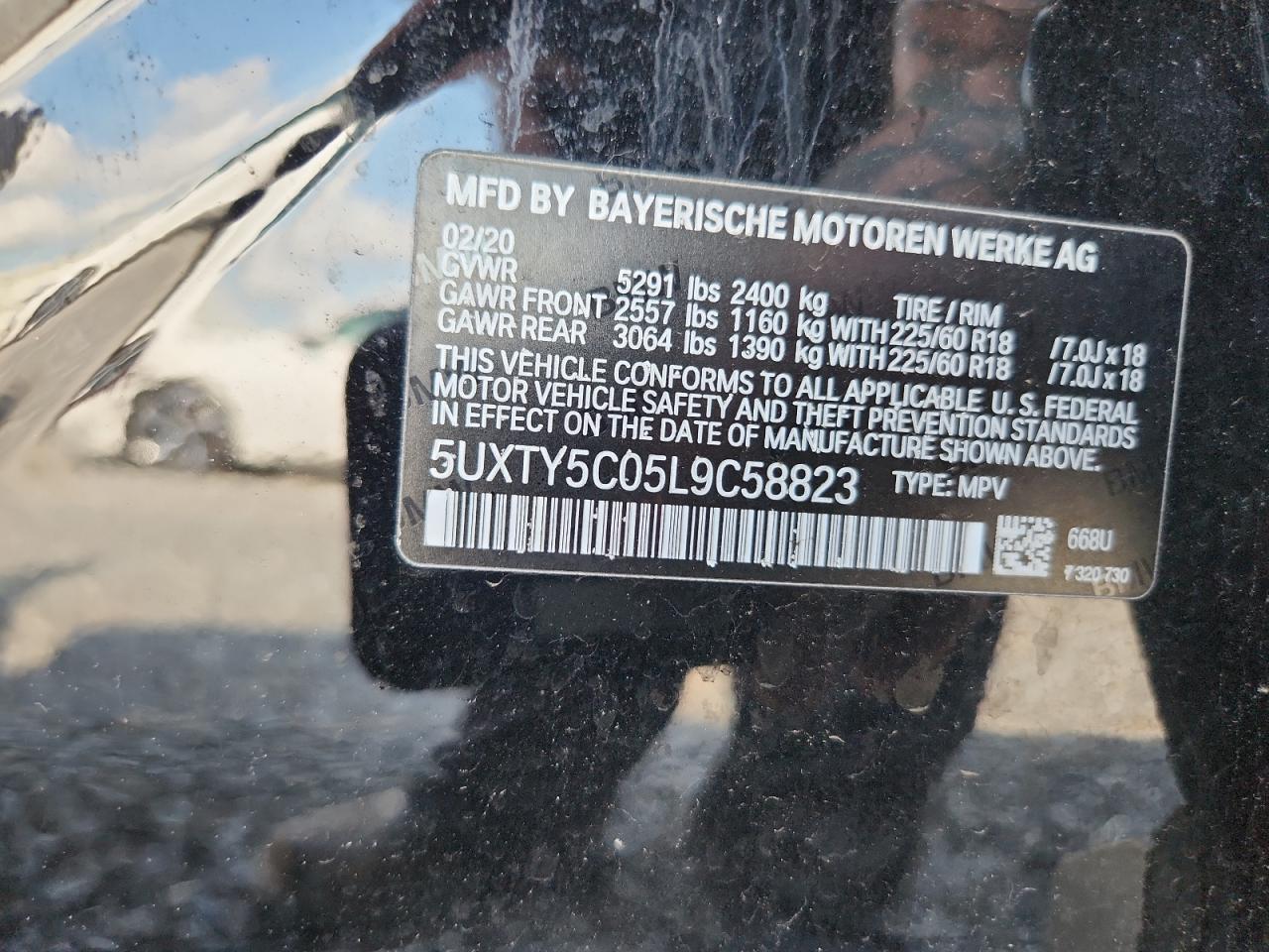 2020 BMW X3 xDrive30I VIN: 5UXTY5C05L9C58823 Lot: 64814215