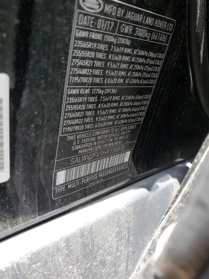 2017 Land Rover Range Rover Sport Hse Dynamic VIN: SALWV2FV1HA135870 Lot: 62682315