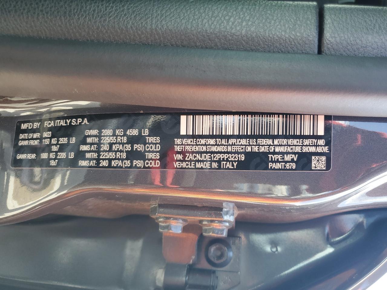 2023 Jeep Renegade Altitude VIN: ZACNJDE12PPP32319 Lot: 64551555