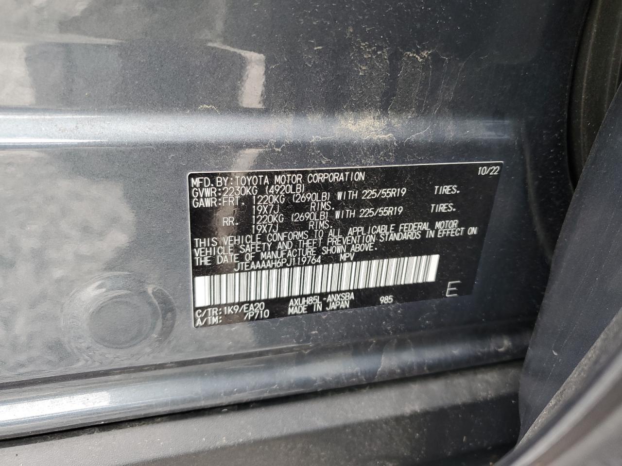 2023 Toyota Venza Le VIN: JTEAAAAH6PJ119764 Lot: 64659325