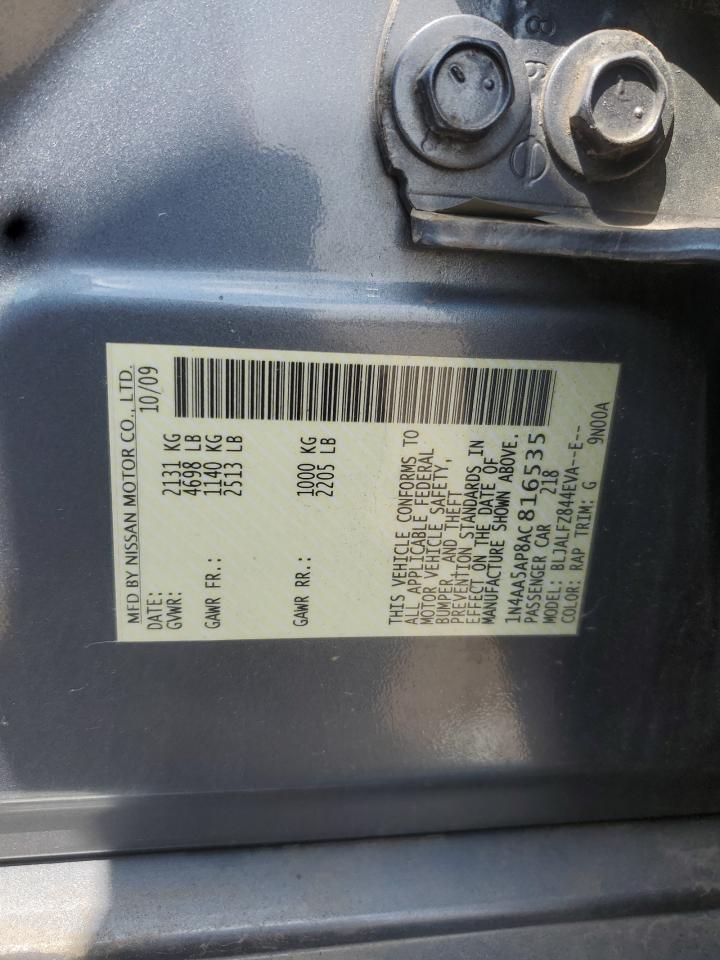 2010 Nissan Maxima S VIN: 1N4AA5AP8AC816535 Lot: 64787295