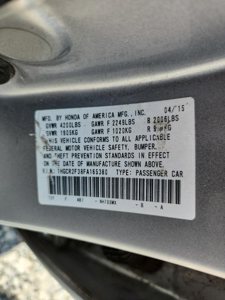 2015 Honda Accord Lx VIN: 1HGCR2F38FA165380 Lot: 65290565