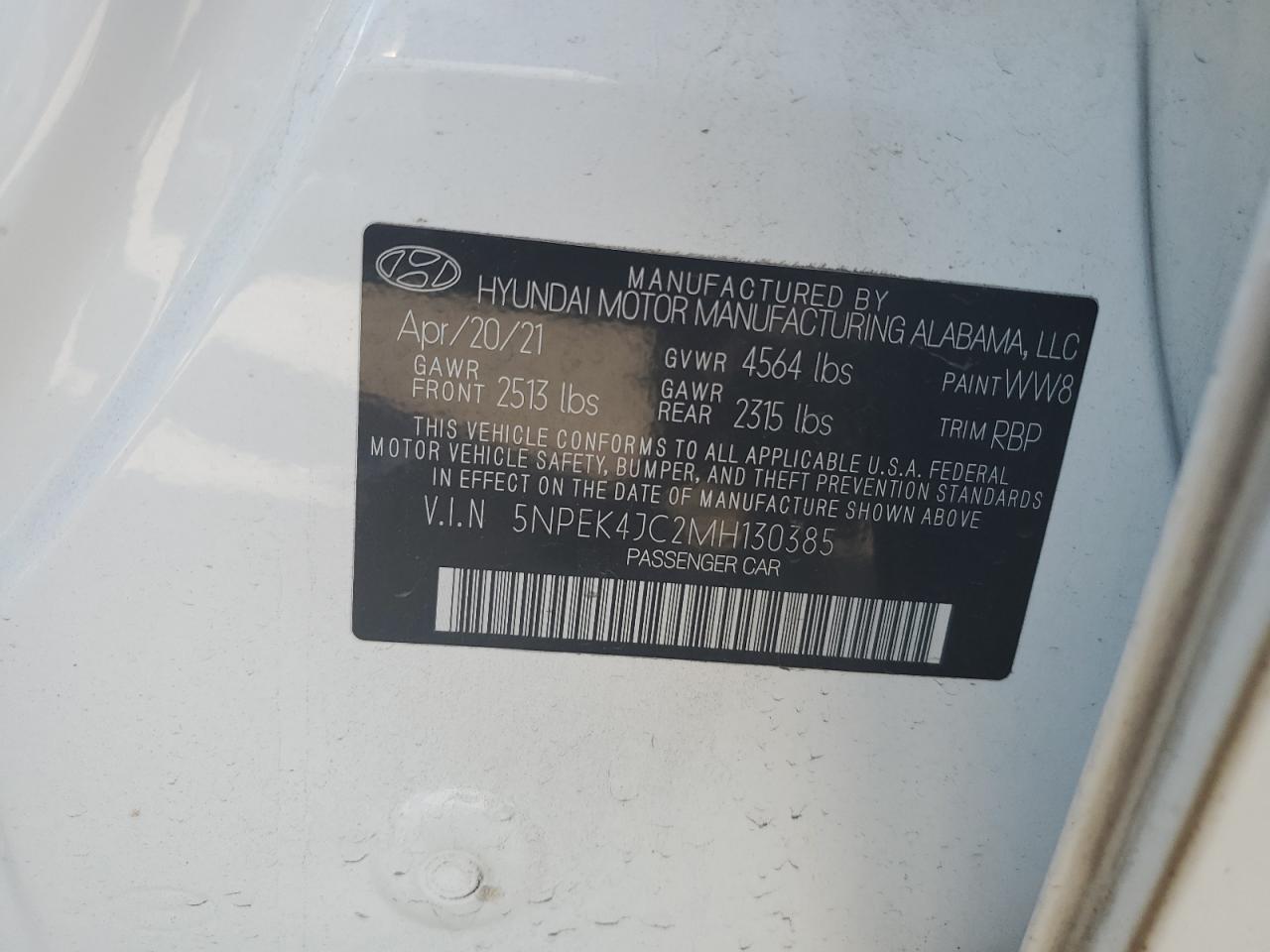 2021 Hyundai Sonata N Line VIN: 5NPEK4JC2MH130385 Lot: 63831065