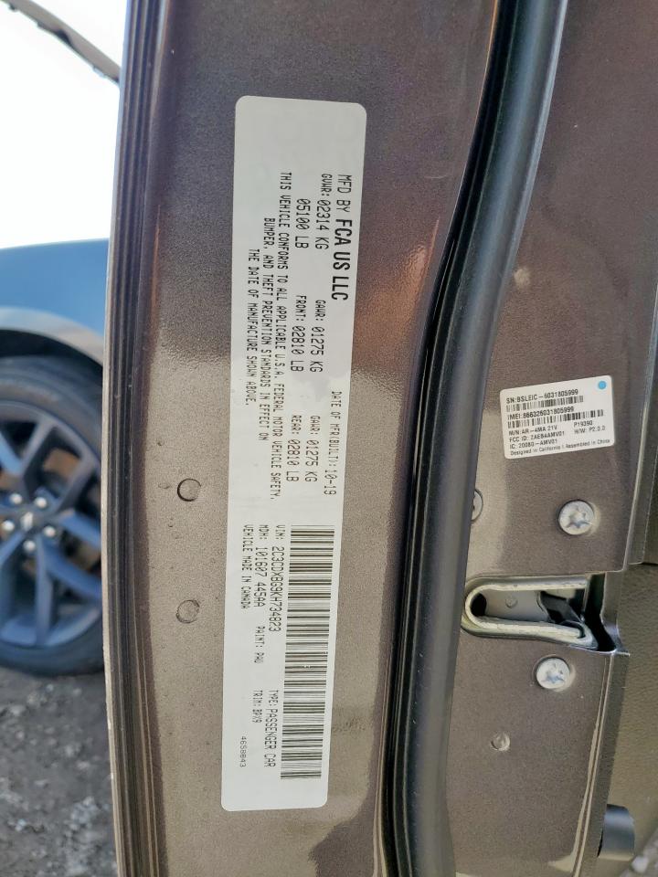 2019 Dodge Charger Sxt VIN: 2C3CDXBG9KH734823 Lot: 64122595
