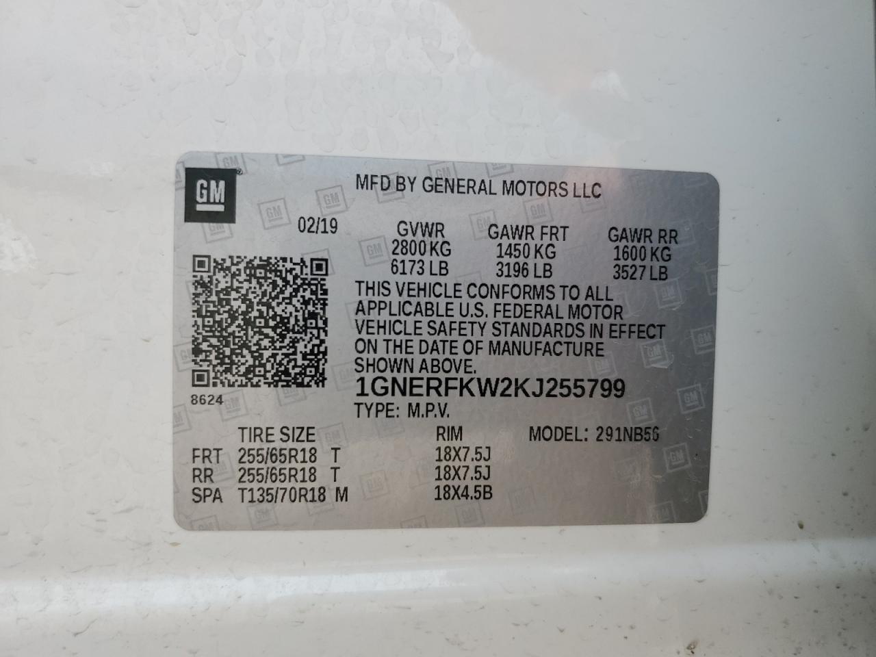 2019 Chevrolet Traverse Ls VIN: 1GNERFKW2KJ255799 Lot: 64017445