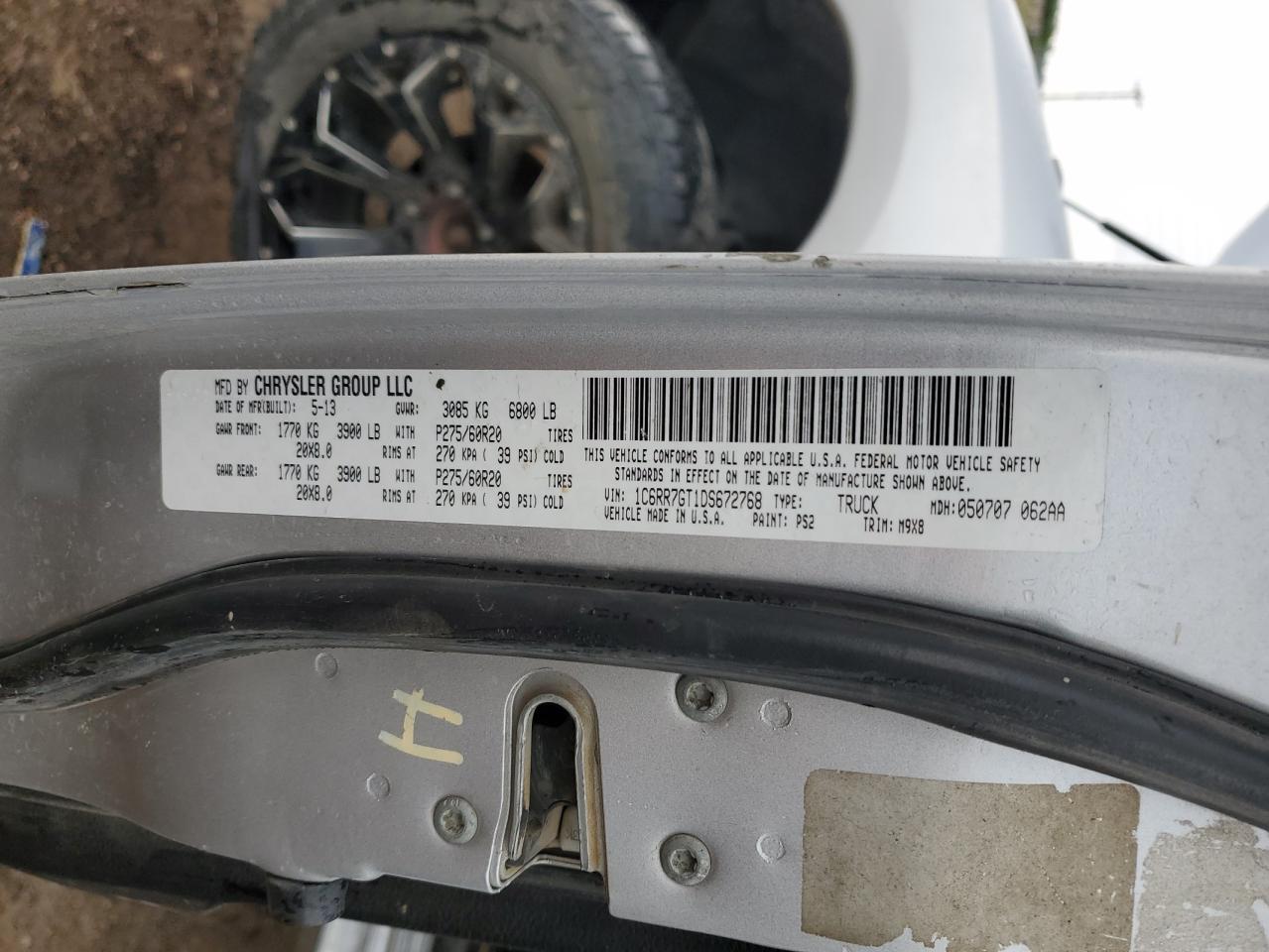 2013 Ram 1500 Slt VIN: 1C6RR7GT1DS672768 Lot: 65076455