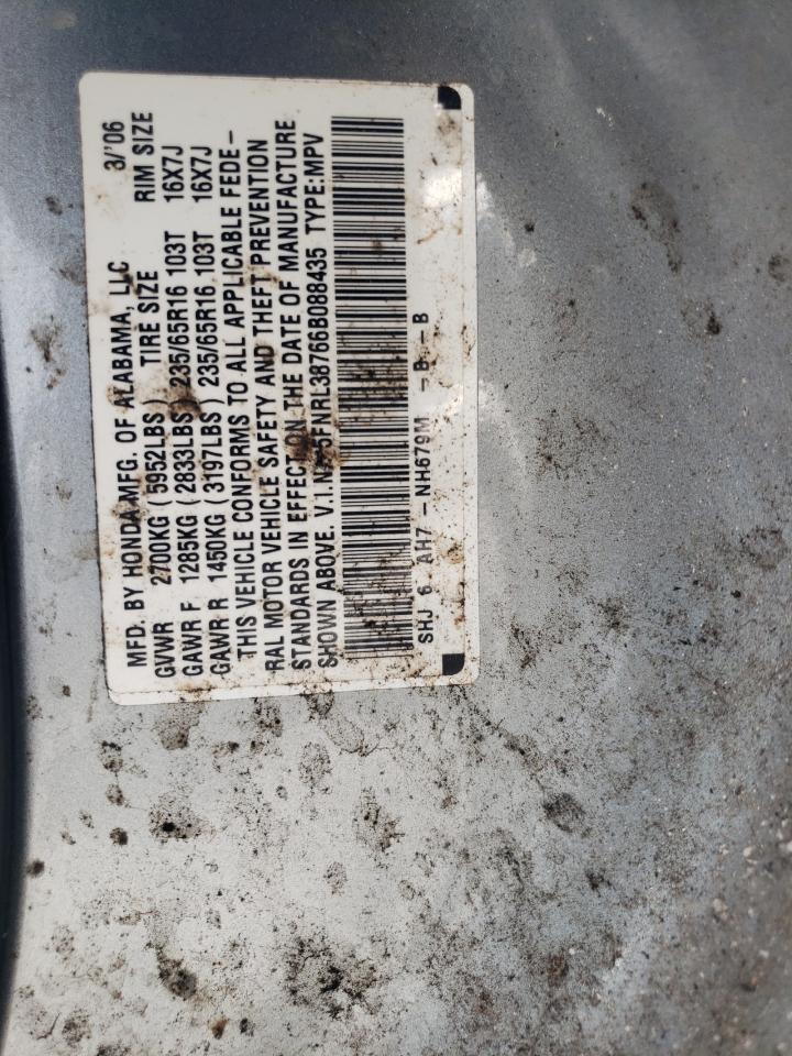 2006 Honda Odyssey Exl VIN: 5FNRL38766B088435 Lot: 62391655