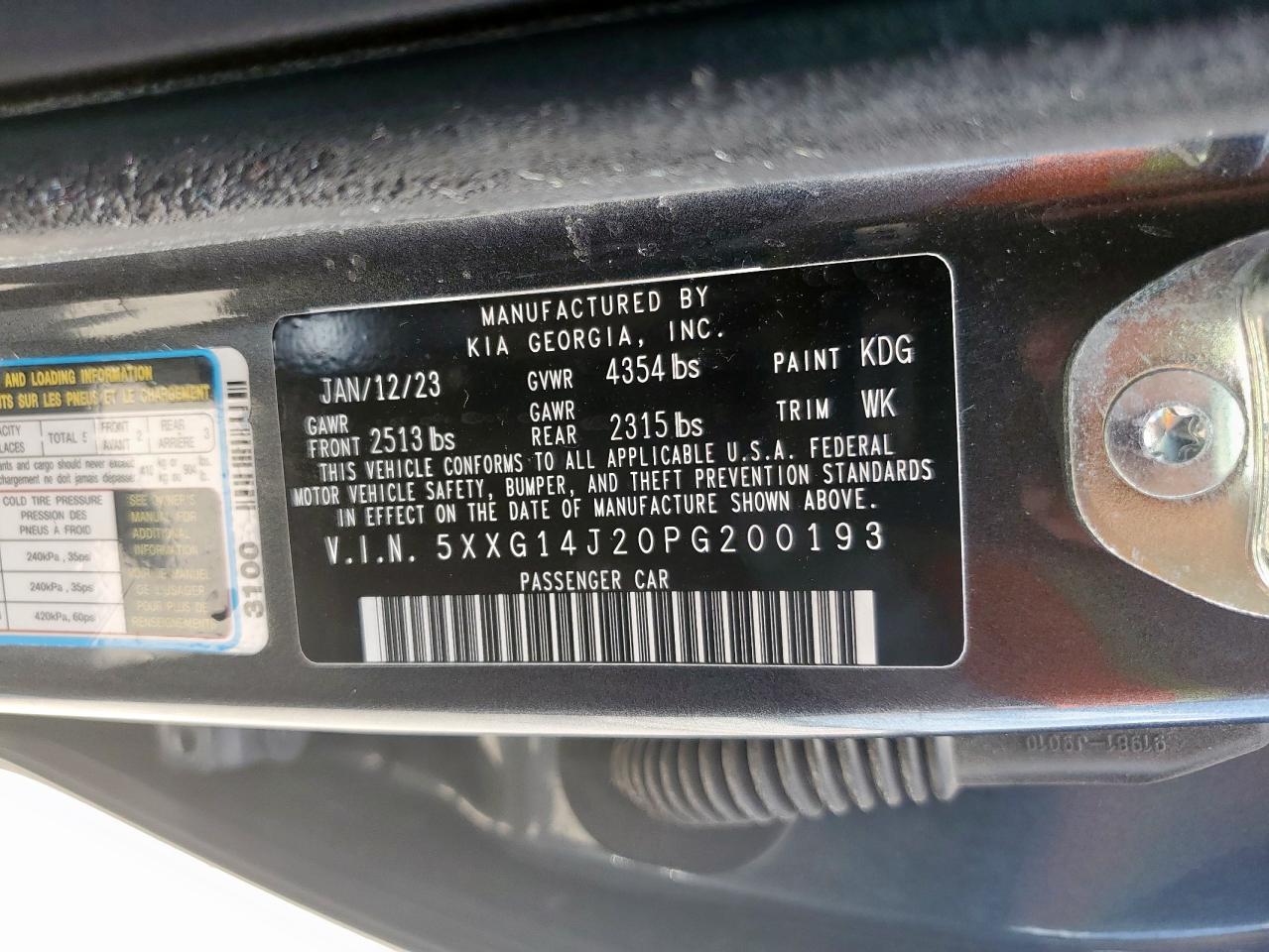 2023 Kia K5 Lxs VIN: 5XXG14J20PG200193 Lot: 64997915