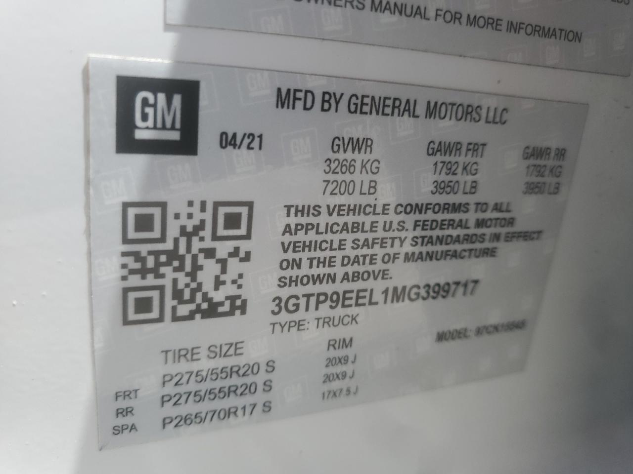 2021 GMC Sierra K1500 At4 VIN: 3GTP9EEL0MG308033 Lot: 62927475