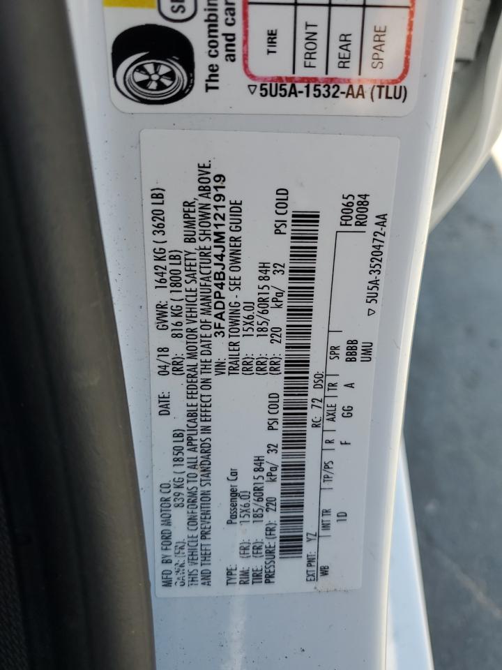 2018 Ford Fiesta Se VIN: 3FADP4BJ4JM121919 Lot: 64287905